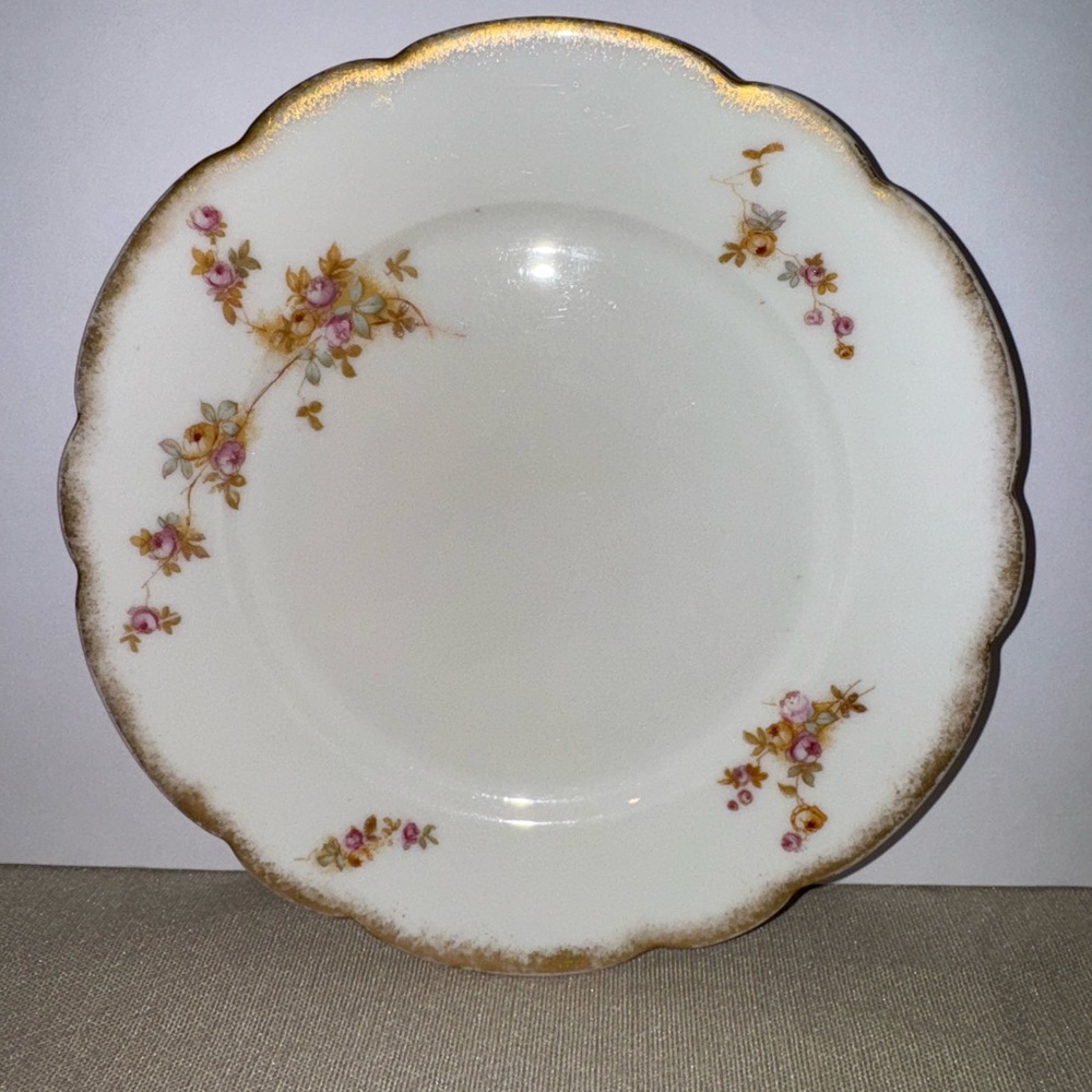 Vintage Limoges France Elite Works pink floral 7.5 Inch Plate